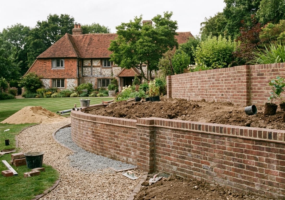 Garden tiering with retaining walls