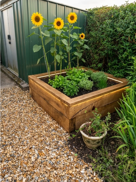 Clean timber edging bordering paths or lawns